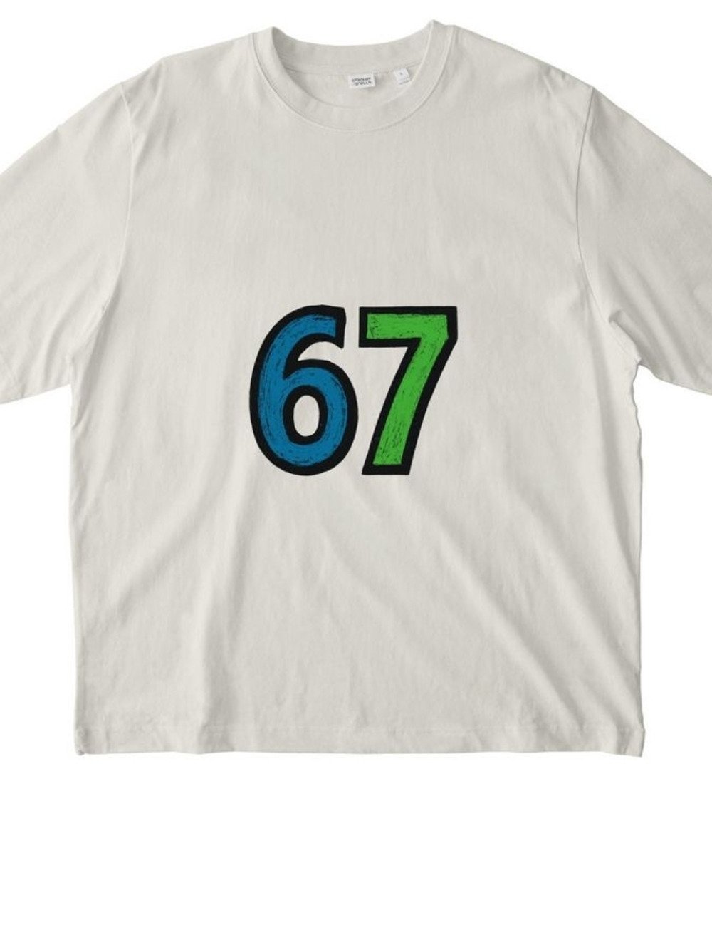 White Graphic Short Sleeve Tee with Blue & Green '67'